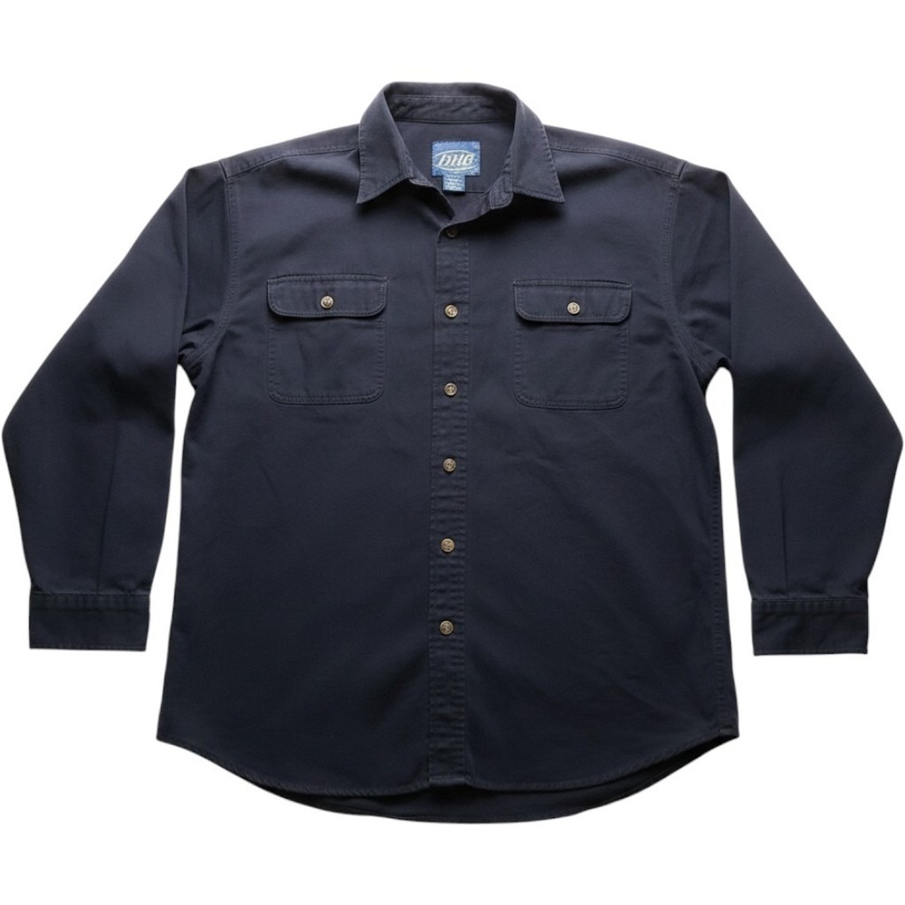 Dutch Harbor Gear Mens XL Navy Blue Cotton Canvas Long Sleeve Work Shirt DHG